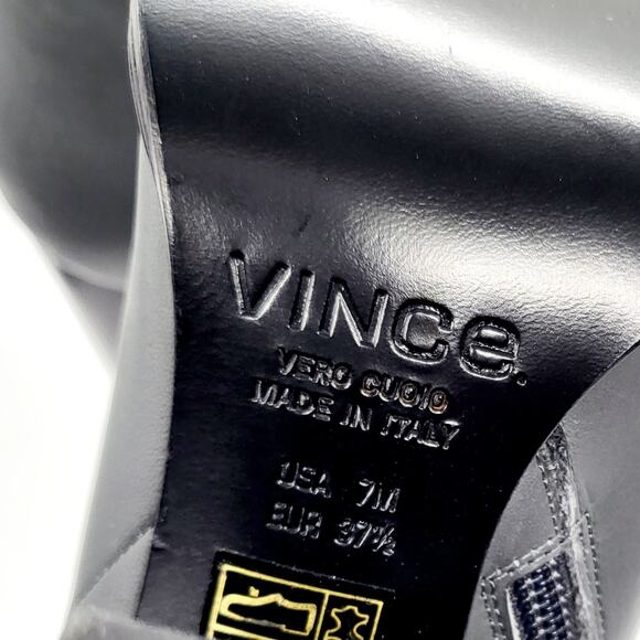 Vince Overton Graphite Gray Leather Block Heel Ankle Boots Women's Size 7 - Picture 8 of 13